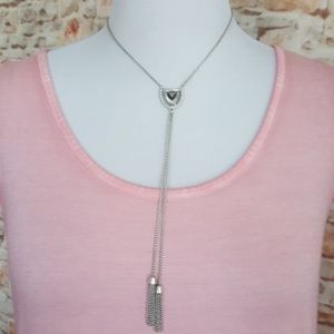 New Lucky Brand Silver Tone Tribal Y Necklace